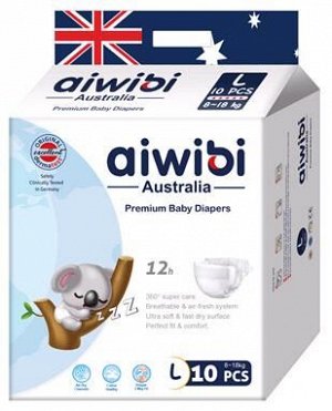 Подгузники детские AIWIBI Premium L (9-14кг) 10шт Арт-AWB07-L-10/711200