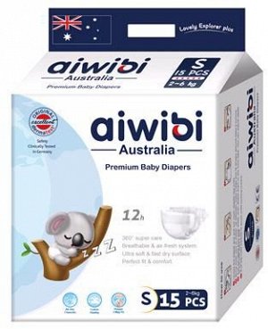 Подгузники детские AIWIBI Premium S (4-8кг) 15шт Арт-AWB07-S-15/711224