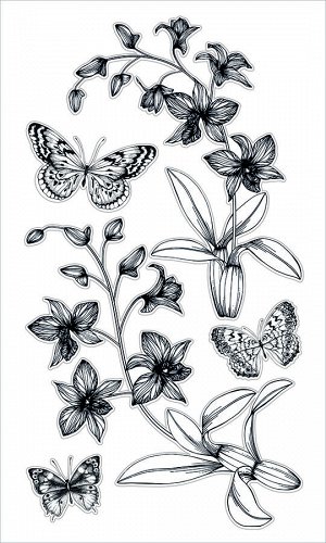 Декоративные виниловые наклейки TPS-0503 Бабочки на цветах 30х50