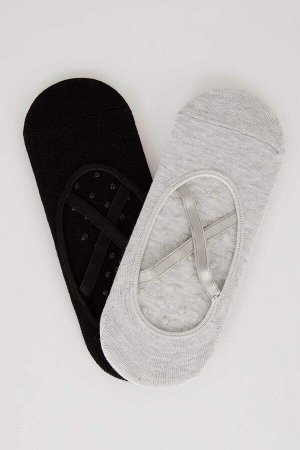 Комплект из 2 пар женских хлопковых носков для пилатеса Defacto Fit