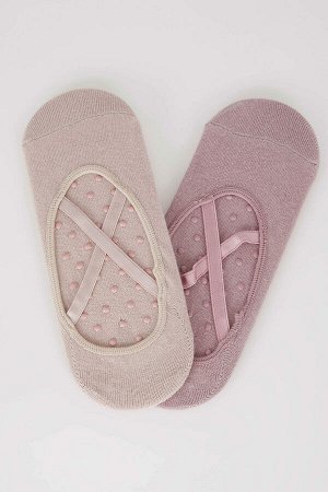 Комплект из 2 пар женских хлопковых носков для пилатеса Defacto Fit