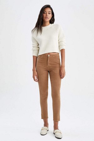 Вельветовые брюки Rebeca с карманами и высокой талией