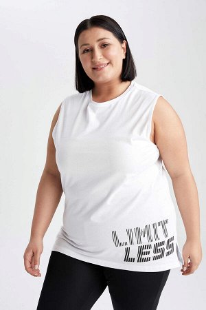 Defacto Fit Oversize Fit Plus Size Хлопковая майка с принтом и надписями
