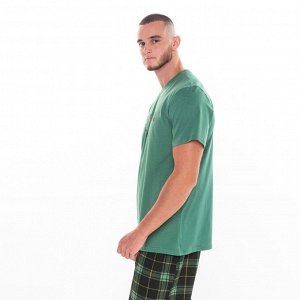 Комплект (футболка/брюки) мужской, цвет зеленый/клетка