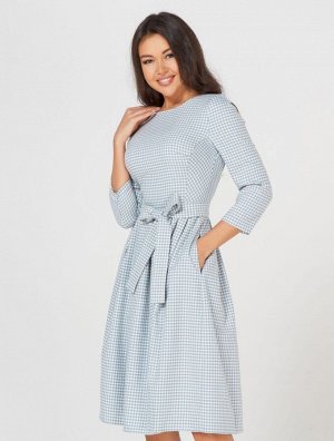 Платье женское демисезонное встречная складка длинный рукав цвет Белый, голубой SKLAD