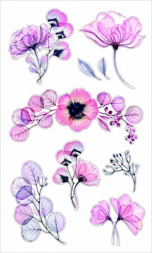 Декоративные виниловые наклейки ST-0495 Нежные розовые цветы 30х50