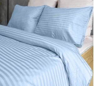 Комплект постельного белья СТРАЙП САТИН PREMIUM цвет Голубой 2 спальный