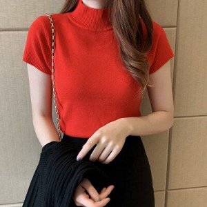 Женская кофта с коротким рукавом, цвет красный