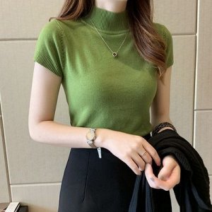 Женская кофта с коротким рукавом, цвет зеленый