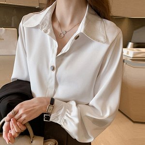 Женская блуза с длинным рукавом, цвет белый