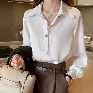Женская блуза с длинным рукавом, цвет белый