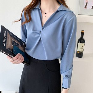 Женская однотонная блуза, цвет голубой
