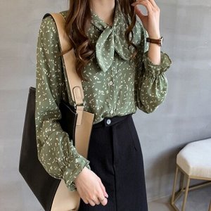 Женская блуза с принтом, цвет зеленый