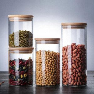 Банка стеклянная с крышкой/Банка для хранения сыпучих продуктов/Банка с крышкой