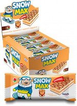 Бисквитное пирожное Snow Max с начинкой с вареной сгущенкой частично глазированное и декорированное, 30 гр