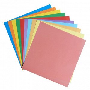 Бумага цветная для оригами и аппликаций 20 х 20 см, 10 листов, 10 цветов, Calligrata, 80 г/м2, в папке