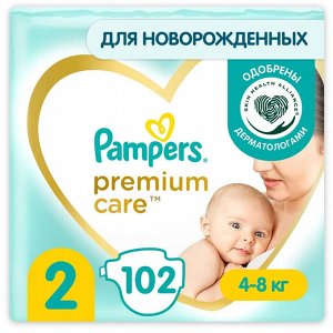 Подгузники Pampers Premium Care для малышей 4-8 кг, 2 размер, 102 шт