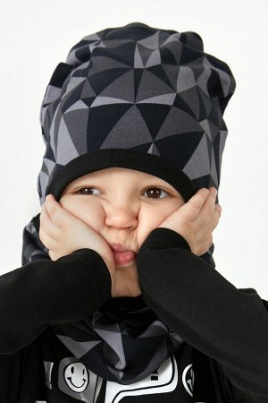 ivdt37 Комплект детский демисезонный шапка+снуд для мальчика Геометрия