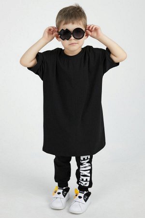 Футболка детская однотонная хлопок OVERSIZE-ЧЕРНЫЙ