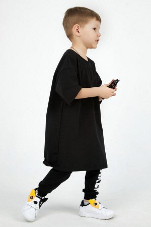 Футболка детская однотонная хлопок OVERSIZE-ЧЕРНЫЙ