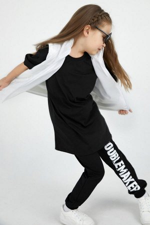 Футболка детская однотонная хлопок OVERSIZE-ЧЕРНЫЙ
