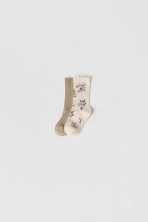 Baby/ набор из двух пар носков из рельефной ткани с цветочным принтом
