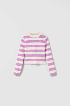 Ribbed knit striped свитер