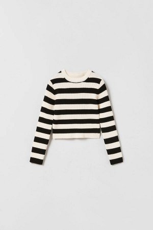 Ribbed knit striped свитер