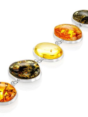 Нарядный браслет из янтаря разных цветов «Глянец»