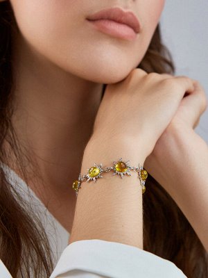 Красивый яркий браслет «Гелиос» с лимонным янтарём