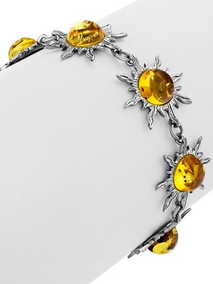 Красивый яркий браслет «Гелиос» с лимонным янтарём