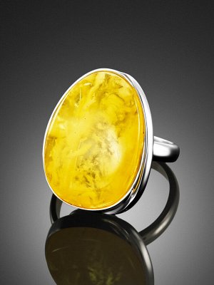 Серебряное кольцо со вставкой из натурального янтаря «Лагуна»