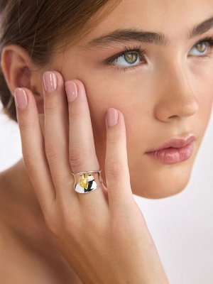 Широкое серебряное кольцо с натуральным янтарём Palazzo от ifamore™