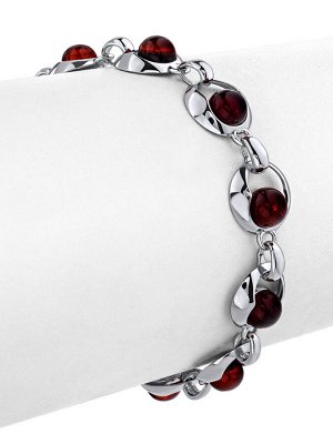 Яркий браслет «Орион» с янтарём вишнёвого цвета