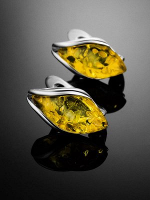 Нежные миниатюрные серьги из лимонного янтаря «Подснежник»