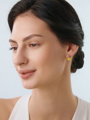 Серьги с круглыми вставками из натурального медового янтаря «Альдебаран»