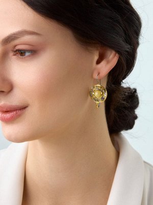 Серьги на французском замке с натуральным медовым янтарём «Аида»