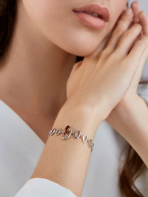 Изысканный браслет с коньячным янтарём и фианитами «Ренессанс»