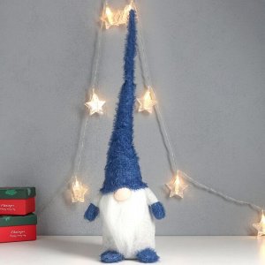 Кукла интерьерная "Дед Мороз в синем колпаке-травке" 60х14х11 см