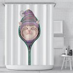 Шторка для ванной, на кольцах, водонепроницаемая, принт &quot;Кошечки&quot;, цвет белый