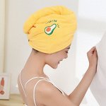 Полотенце для волос, двухслойное, супервпитывающее, с вышивкой, цвет желтый