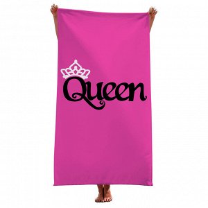 Банное полотенце, принт "Queen", цвет розовый