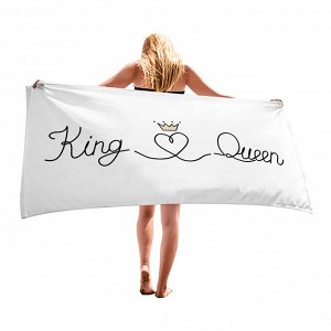 Банное полотенце, принт "King and Queen", цвет белый