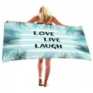 Банное полотенце, принт "Love Live Laugh", разноцветное