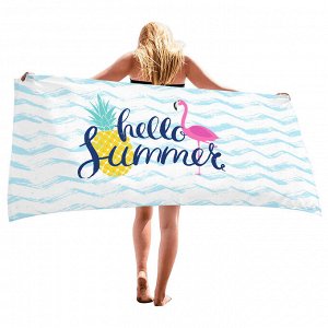 Банное полотенце, принт "Hello Summer", разноцветное