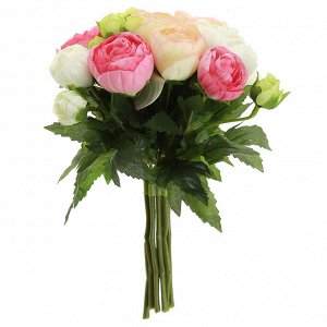 Букет "Роза" цвет - розовые тона, 21,5см, 8 цветков - д5х3,5см; 2 цветка - д3х3см; 7 цветков - д2х2см (Китай)