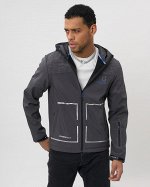 Ветровка спортивная softshell мужская серого цвета 3449Sr
