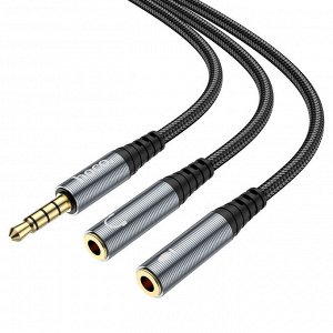 Переходник Аудио-кабель Hoco UPA21 Jack 3,5mm мужской к 2*женским 25см