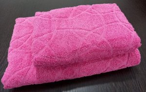 Полотенце махровое Жаккард 70*140 см цвет Азалия розовая