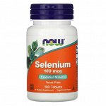 NOW Selenium 100 мг, 100 таб